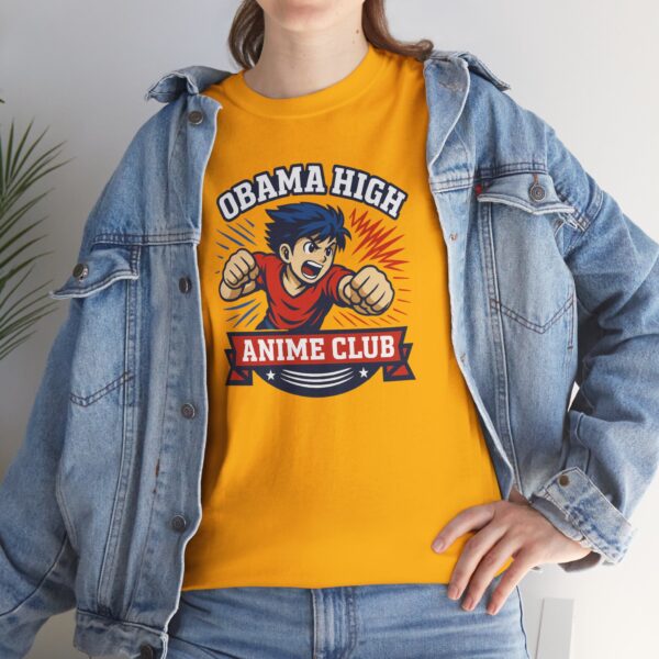 Obama High Anime Club Unisex Heavy Cotton Tee (Boy Hero Version) - Image 8