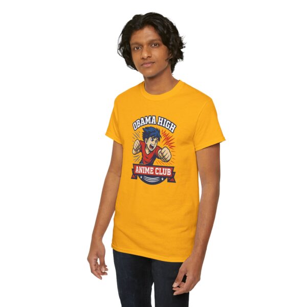 Obama High Anime Club Unisex Heavy Cotton Tee (Boy Hero Version) - Image 6