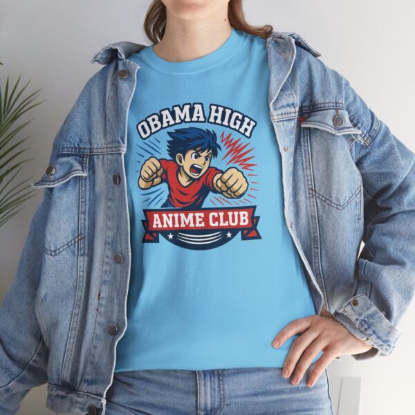 Obama High Anime Club Unisex Heavy Cotton Tee (Boy Hero Version) - Image 37