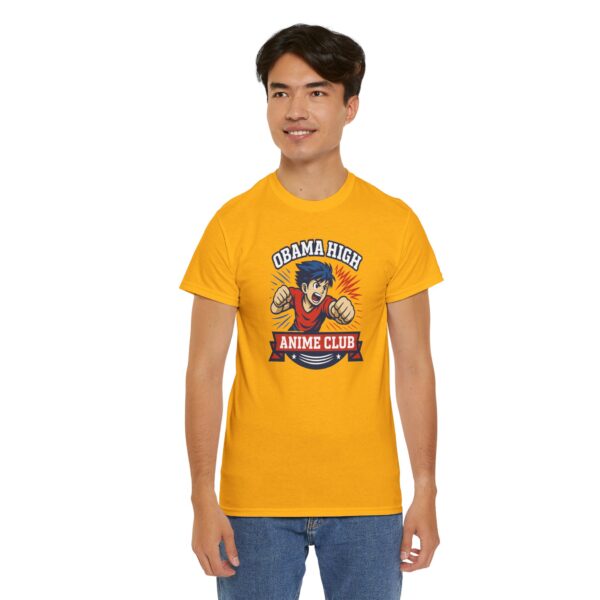 Obama High Anime Club Unisex Heavy Cotton Tee (Boy Hero Version) - Image 7