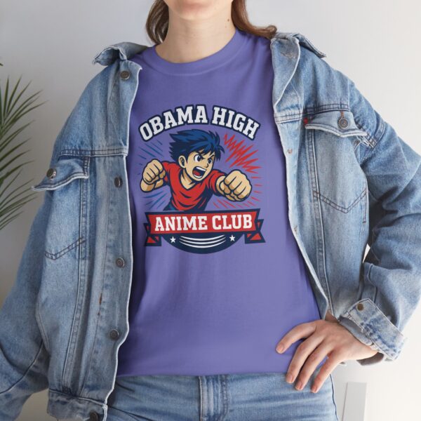 Obama High Anime Club Unisex Heavy Cotton Tee (Boy Hero Version) - Image 47